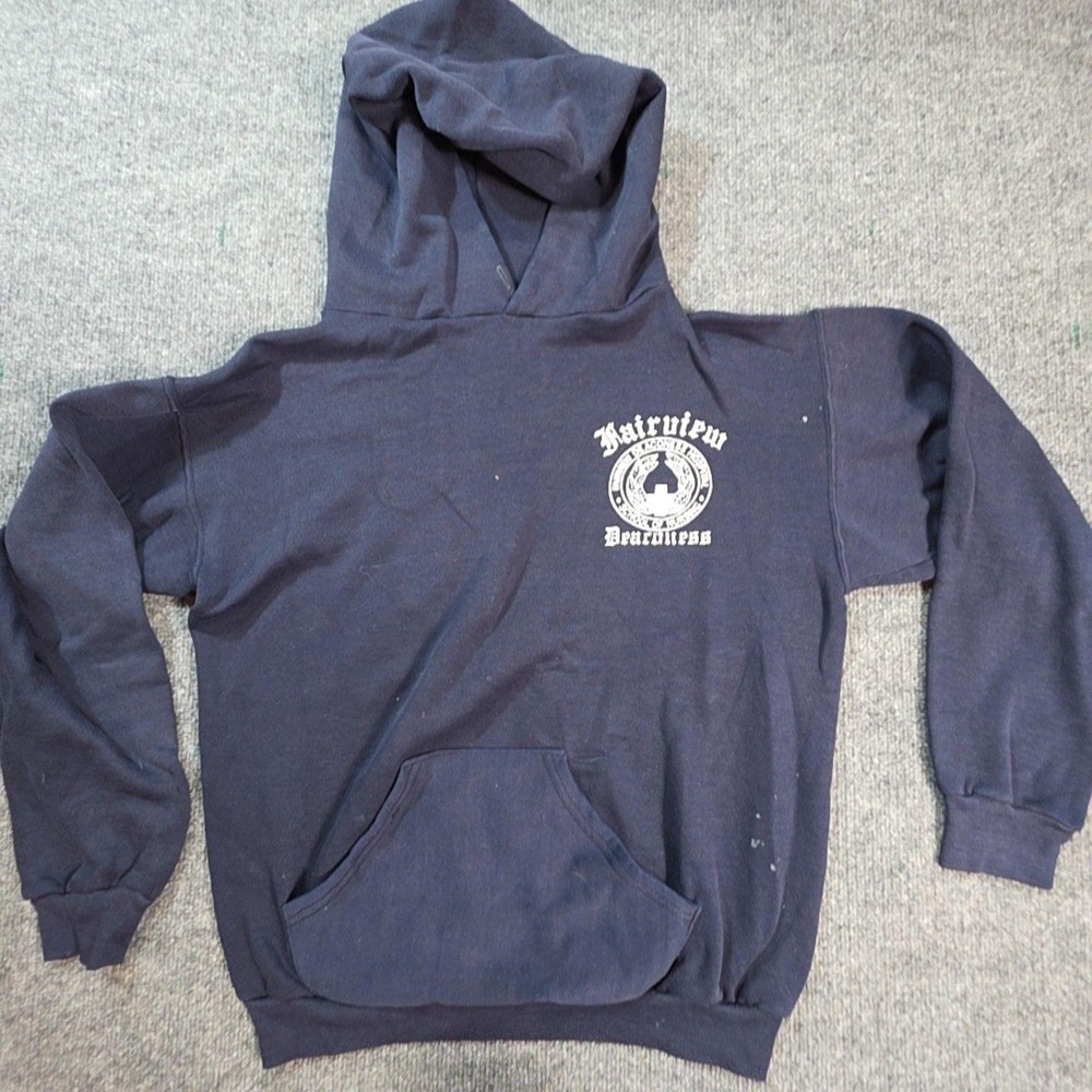 Russell Athletic Hoodie Mens Medium Pullover Fleece Katrina Deadlifts Graphic